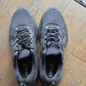 Asics Black Athletic Shoes with Mesh Upper